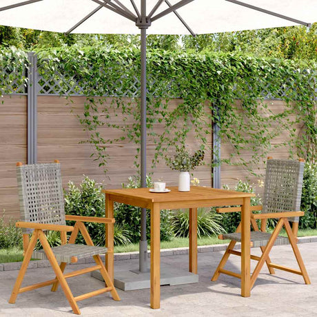 Vidaxl opklapbare stoelen, 2 stuks, grijs, massief acaciahout en polyrotan.