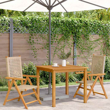 Vidaxl opklapbare stoelen, 2 stuks, beige, massief acaciahout en polyrotan.