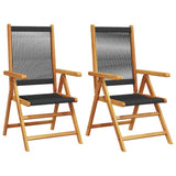 Vidaxl inklapbare stoelen 2 st massief acaciahout en polypropeen zwart