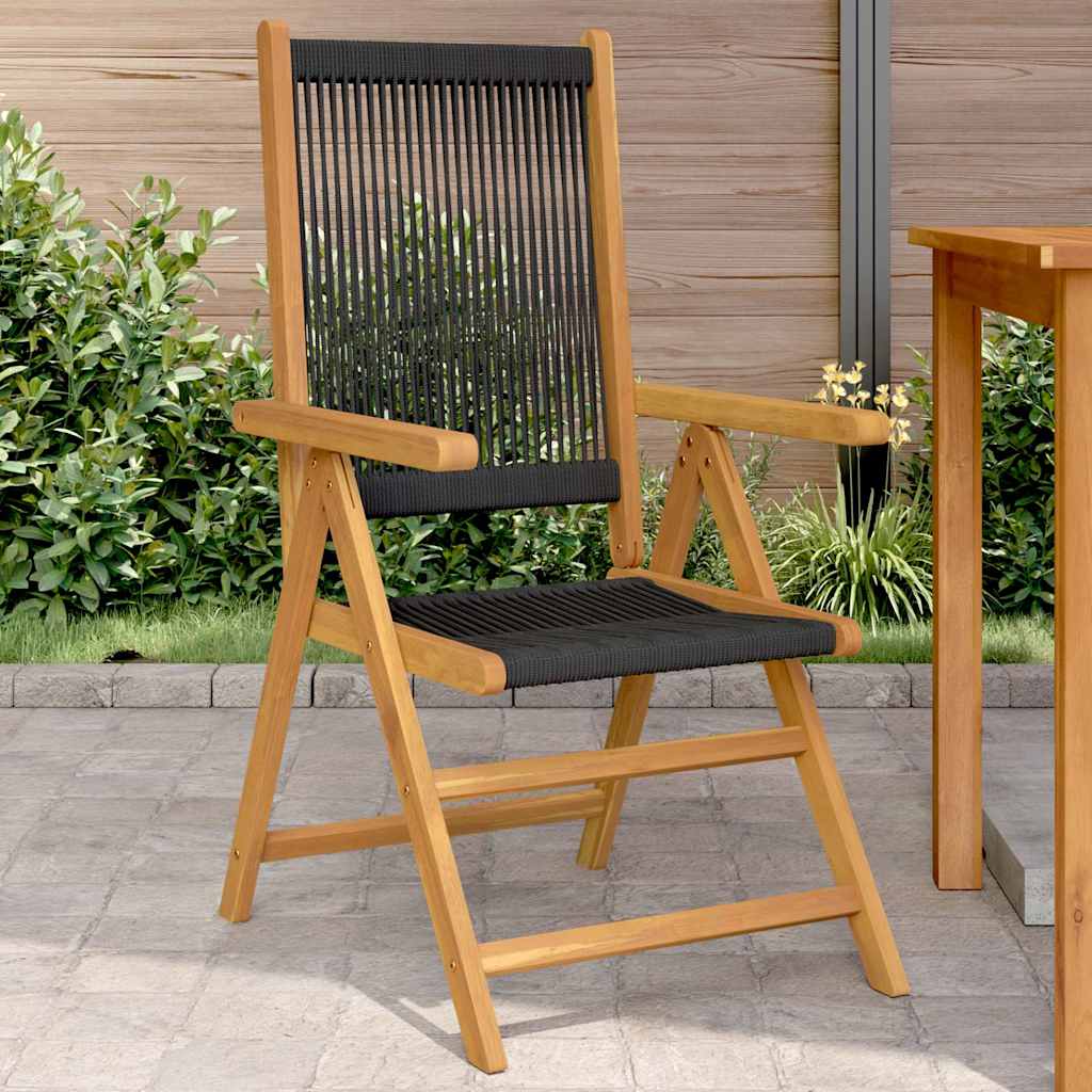 Vidaxl inklapbare stoelen 2 st massief acaciahout en polypropeen zwart