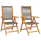 Vidaxl inklapbare stoelen 2 st massief acaciahout en polypropeen grijs