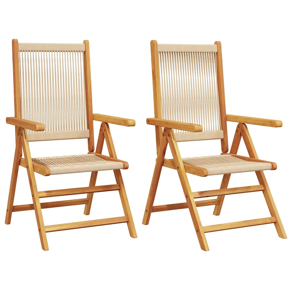 Vidaxl inklapbare stoelen 2 st massief acaciahout en polypropeen beige