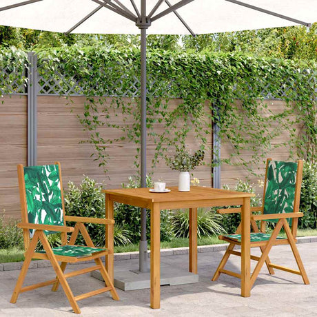 Vidaxl inklapbare stoelen 2 st bladpatroon massief acaciahout en stof