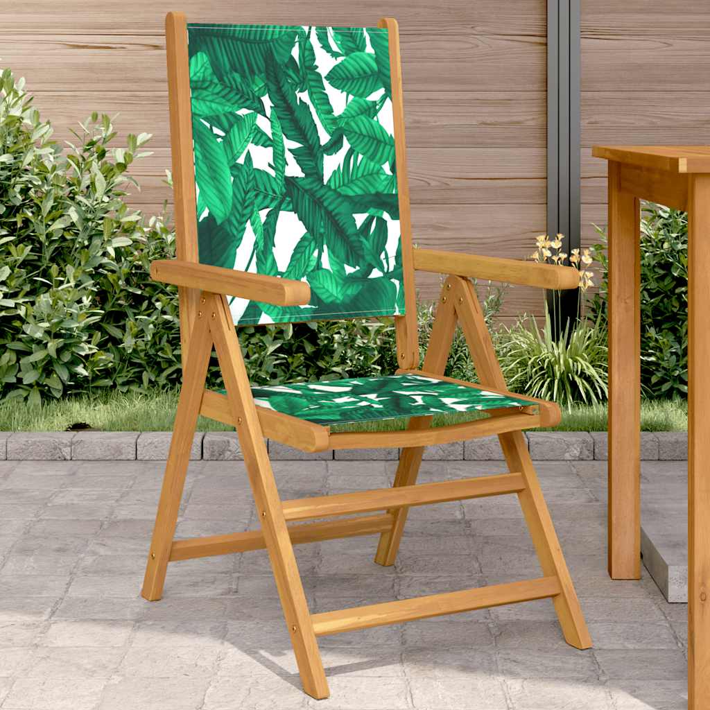 Vidaxl inklapbare stoelen 2 st bladpatroon massief acaciahout en stof