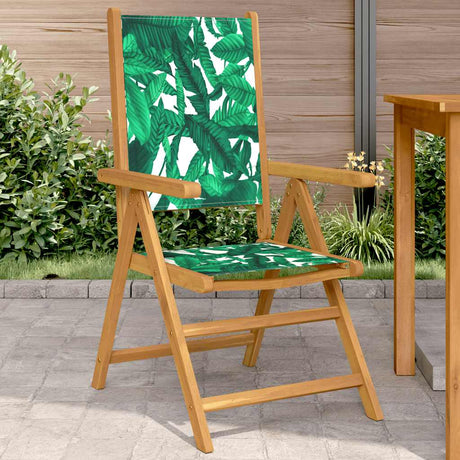 Vidaxl inklapbare stoelen 2 st bladpatroon massief acaciahout en stof