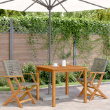 Vidaxl opklapbare stoelen, 2 stuks, grijs, massief acaciahout en polyrotan.