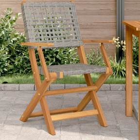 Vidaxl opklapbare stoelen, 2 stuks, grijs, massief acaciahout en polyrotan.