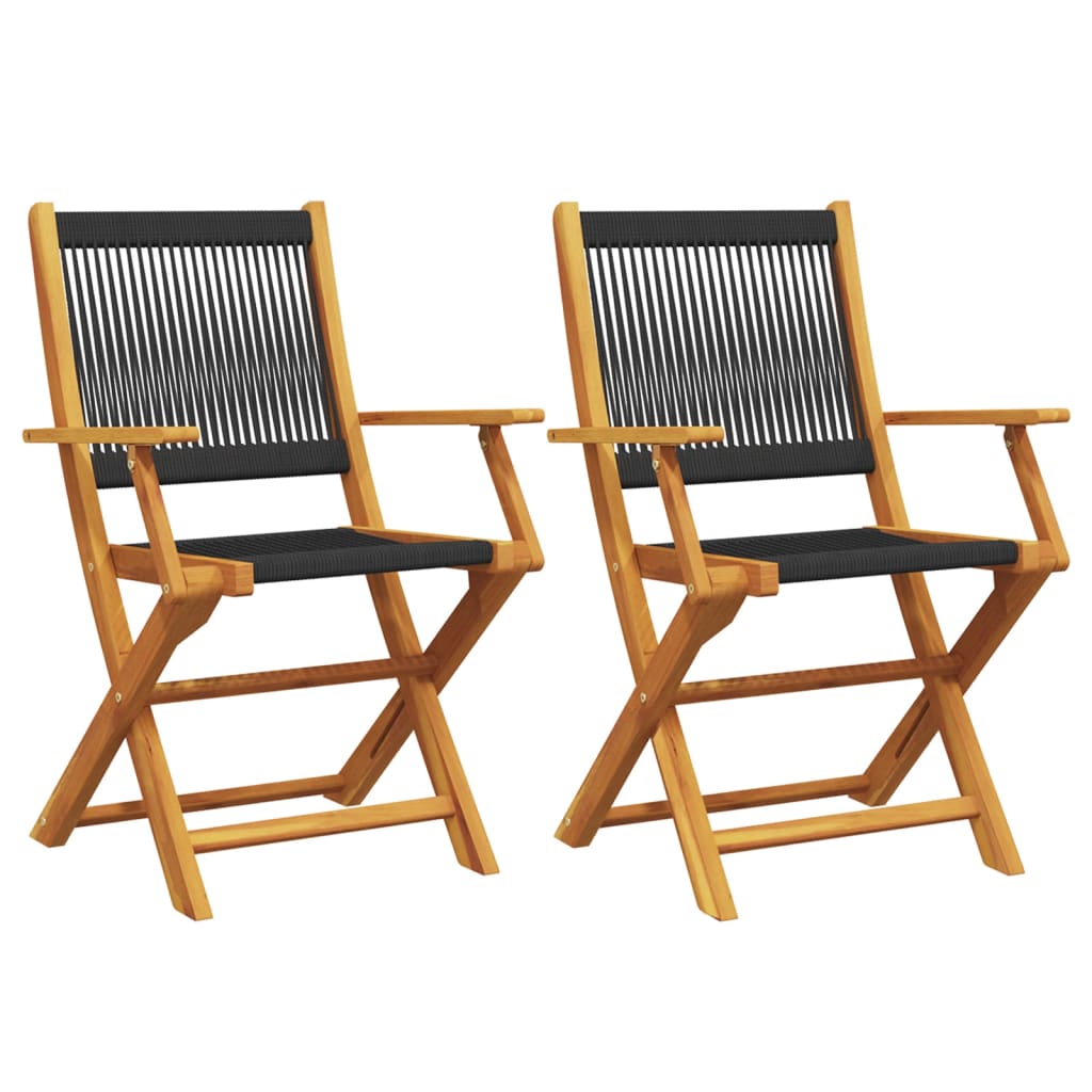 Vidaxl inklapbare stoelen 2 st massief acaciahout en polypropeen zwart