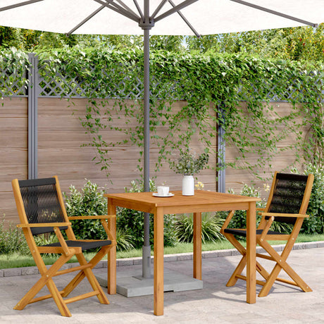Vidaxl inklapbare stoelen 2 st massief acaciahout en polypropeen zwart