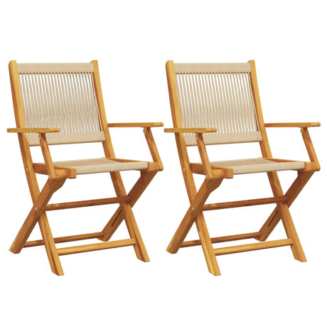 Vidaxl inklapbare stoelen 2 st massief acaciahout en polypropeen beige