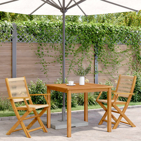 Vidaxl inklapbare stoelen 2 st massief acaciahout en polypropeen beige