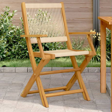 Vidaxl inklapbare stoelen 2 st massief acaciahout en polypropeen beige