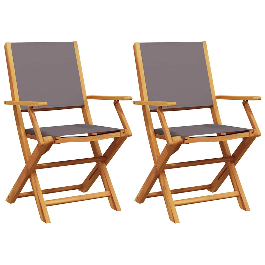 Vidaxl inklapbare stoelen 2 st acaciahout en stof antracietkleurig