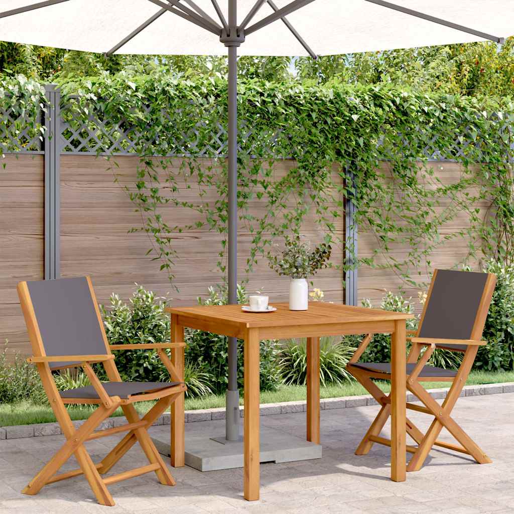Vidaxl inklapbare stoelen 2 st acaciahout en stof antracietkleurig