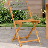 Vidaxl opklapbare stoelen, 2 stuks, grijs, massief acaciahout en touw