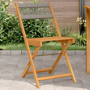 Vidaxl opklapbare stoelen, 2 stuks, grijs, massief acaciahout en touw