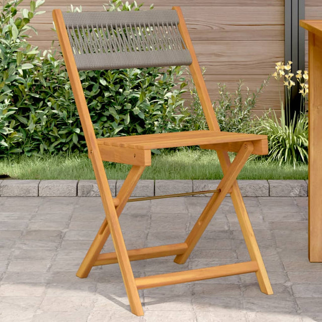 Vidaxl opklapbare stoelen, 2 stuks, grijs, massief acaciahout en touw