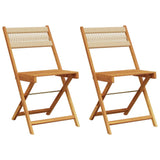 Vidaxl opklapbare stoelen, 2 stuks, beige, massief acaciahout en touw