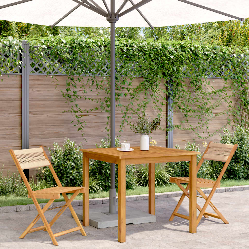 Vidaxl opklapbare stoelen, 2 stuks, beige, massief acaciahout en touw