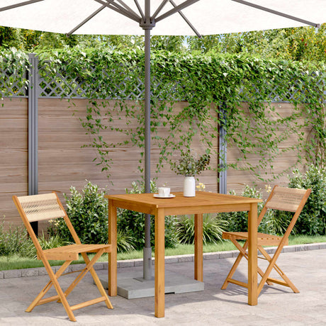 Vidaxl opklapbare stoelen, 2 stuks, beige, massief acaciahout en touw