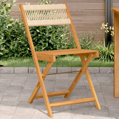 Vidaxl opklapbare stoelen, 2 stuks, beige, massief acaciahout en touw