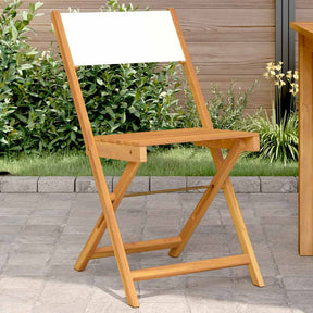 Vidaxl opklapbare stoelen, 2 stuks, crèmewit, massief acaciahout en stof.