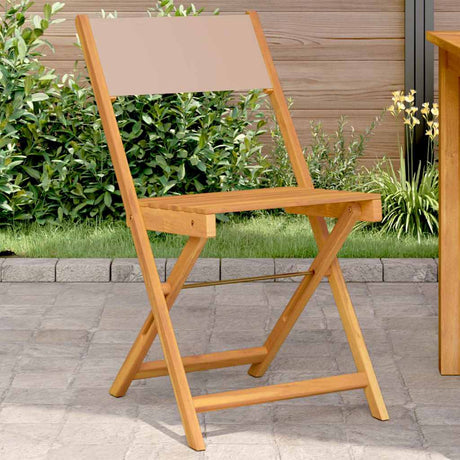 Vidaxl inklapbare stoelen 2 st massief acaciahout en stof taupe