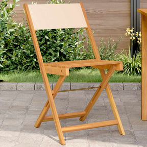 Vidaxl opklapbare stoelen, 2 stuks, beige, massief acaciahout en stof.