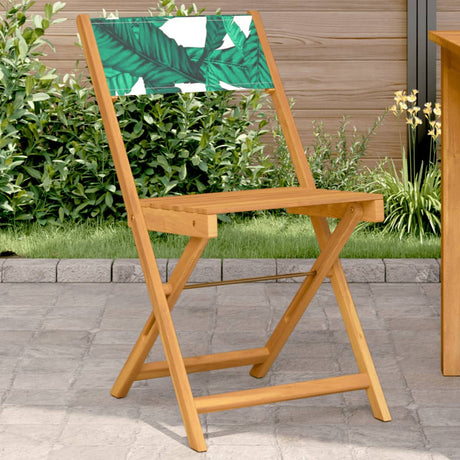 Vidaxl inklapbare stoelen 2 st bladpatroon massief acaciahout en stof