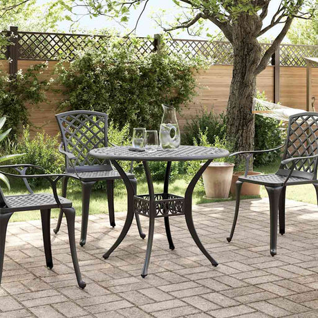 Vidaxl tuintafel ø 90x75 cm gietaluminium zwart
