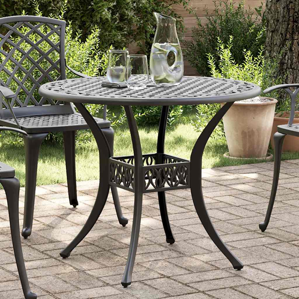 Vidaxl tuintafel ø 90x75 cm gietaluminium zwart