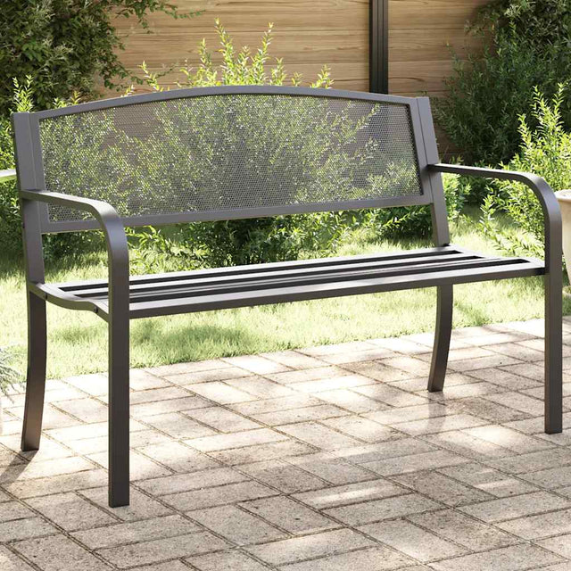 Vidaxl tuinbankje 119 cm staal zwart
