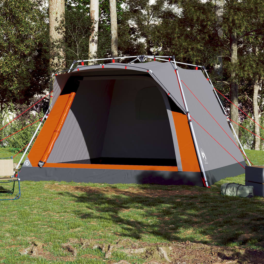 Vidaxl camping tent 4-person fast release gray and orange