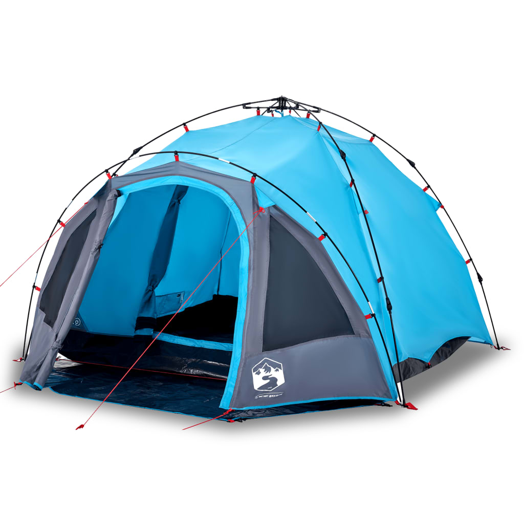 Vidaxl Dome Tent de 3 personas Liberación rápida Azul