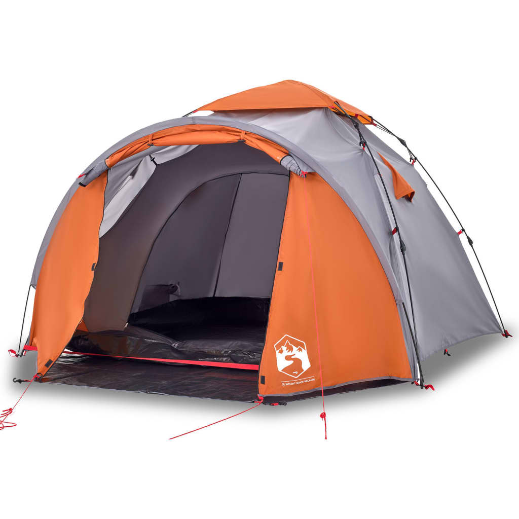 Vidaxl Dome Stan 3-Person Rychlé uvolnění šedé a oranžové