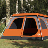 Vidaxl Dome Tent de 8 personas Liberación rápida de gris y naranja