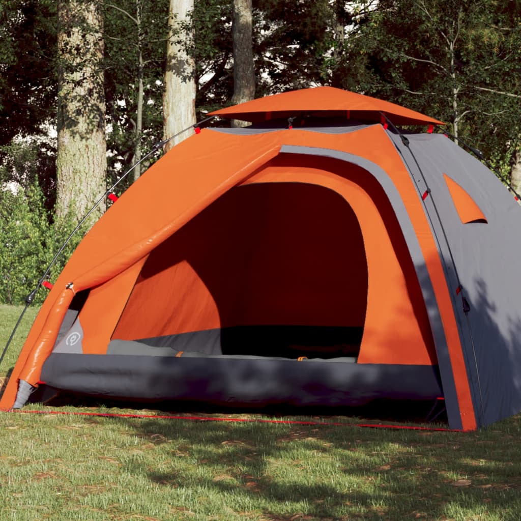 Vidaxl Dome Tenda Release veloce di 4 persone Grey and Orange