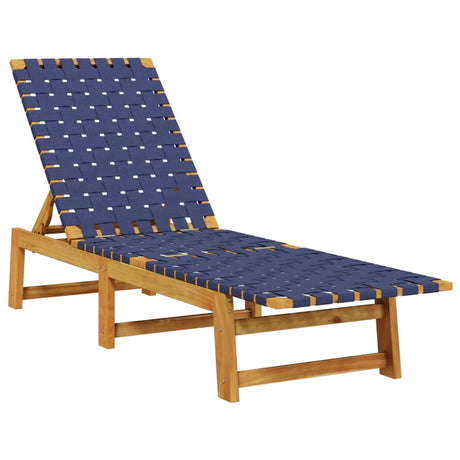 Vidaxl ligbed massief acaciahout en stof donkerblauw