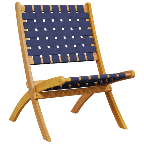 Vidaxl opklapbare stoelen, 2 stuks, donkerblauw, massief acaciahout en stof.