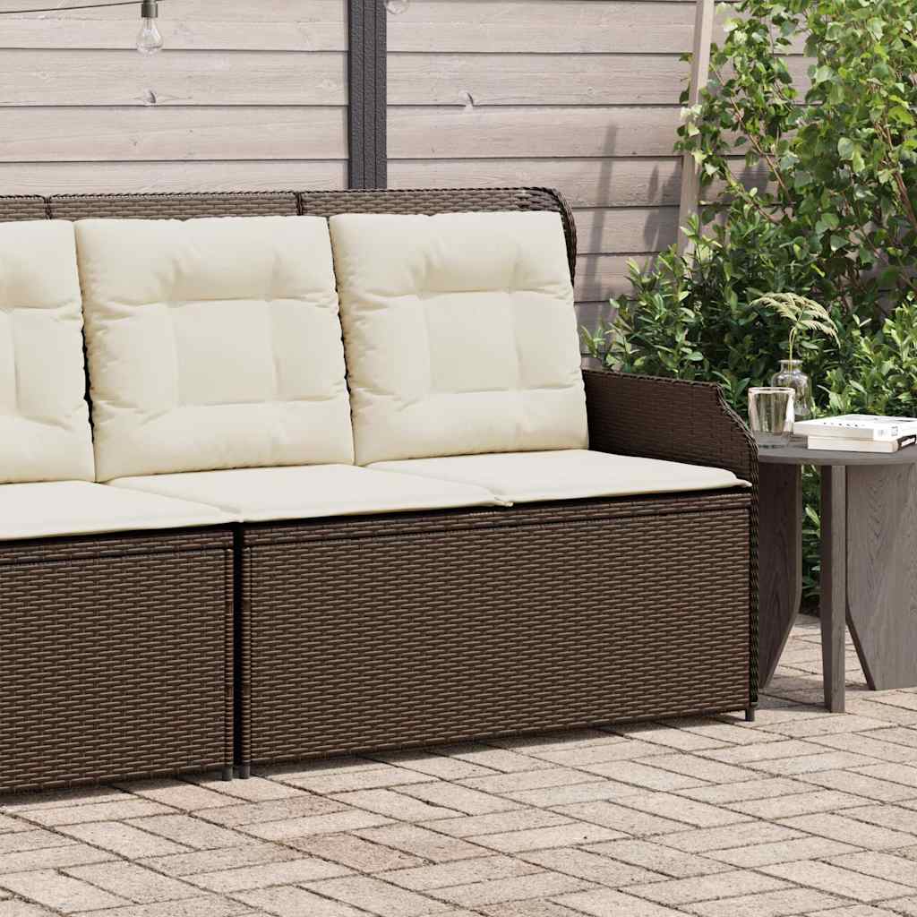 Vidaxl tuinbankje verstelbaar met kussens poly rattan bruin