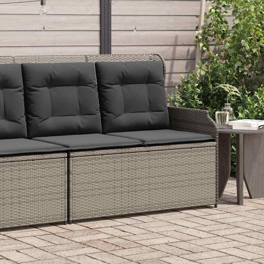 Vidaxl tuinbankje verstelbaar met kussens poly rattan grijs