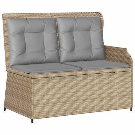 Vidaxl tuinbankje verstelbaar met kussens poly rattan beige