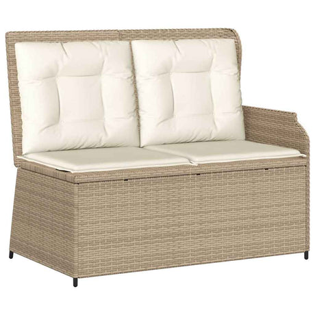 Vidaxl tuinbankje verstelbaar met kussens poly rattan beige