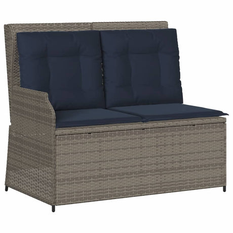Vidaxl ligbank voor in de tuin met kussens grijs poly rattan