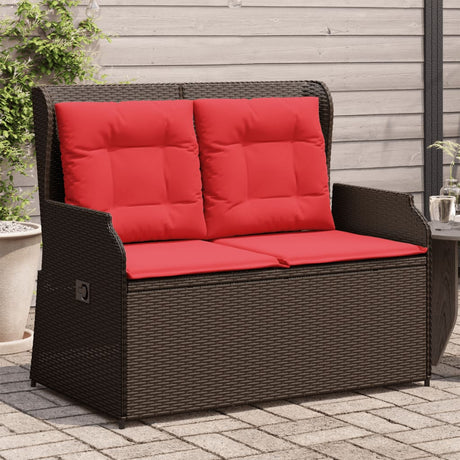 Vidaxl ligbank voor in de tuin met kussens bruin poly rattan