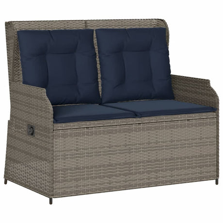 Vidaxl ligbank voor in de tuin met kussens grijs poly rattan