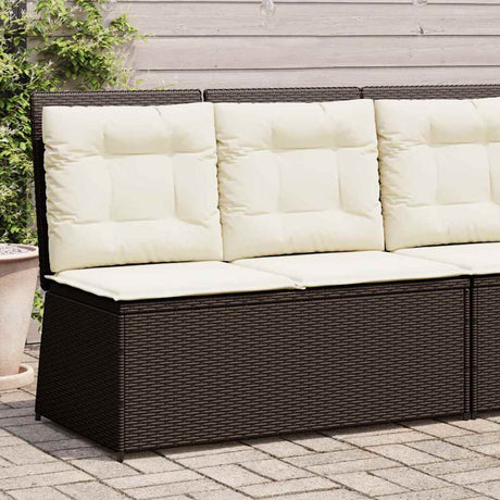Vidaxl tuinbankje verstelbaar met kussens poly rattan bruin