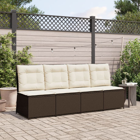 Vidaxl tuinbank verstelbaar met kussens poly rattan bruin
