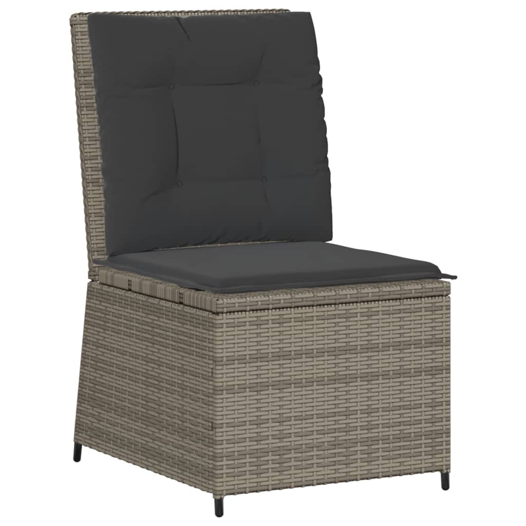 Vidaxl tuinbank verstelbaar met kussens poly rattan grijs