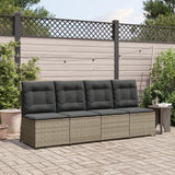 Vidaxl tuinbank verstelbaar met kussens poly rattan grijs